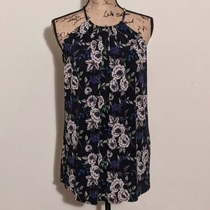 🍎3/$10 Banana Republic Factory Black Floral Halter Top Medium